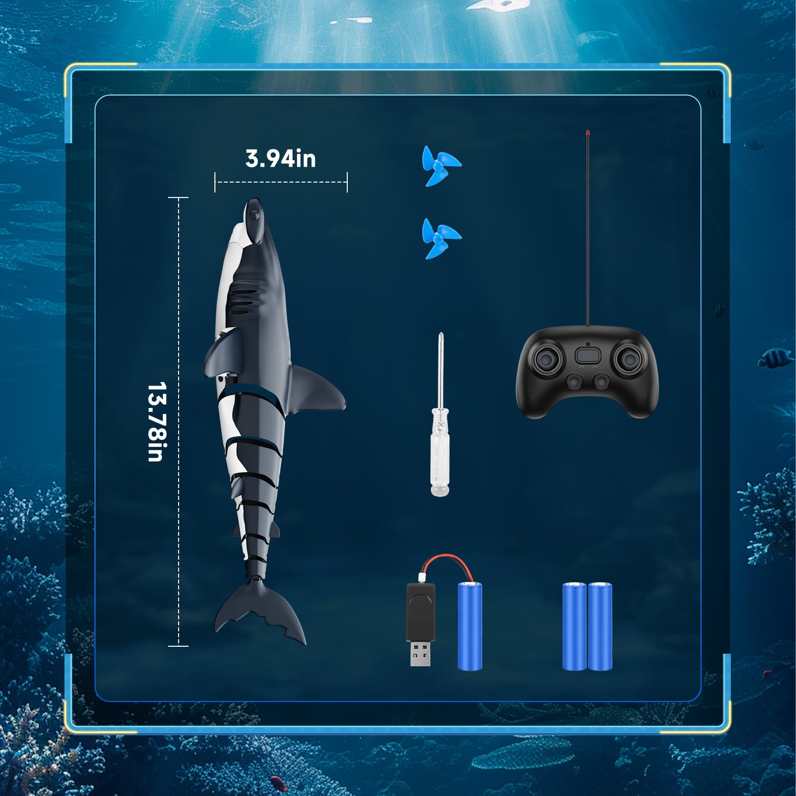 fygurso Remote Control Shark Toys High Simulation, Summer Water Toys for Kids, for Boys Ages 6+, Party Fun Games for Pool & Bath (Gray)