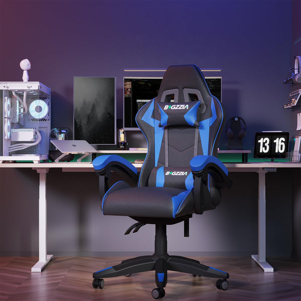 Gaming Chair, Ergonomic Gaming Chair with Heated Seat, Height Adjustable Reclining Video Game Chair with Headrest and Lumbar Support, Big and Tall Gaming Chair for Adults (Basics, Black/Grey)