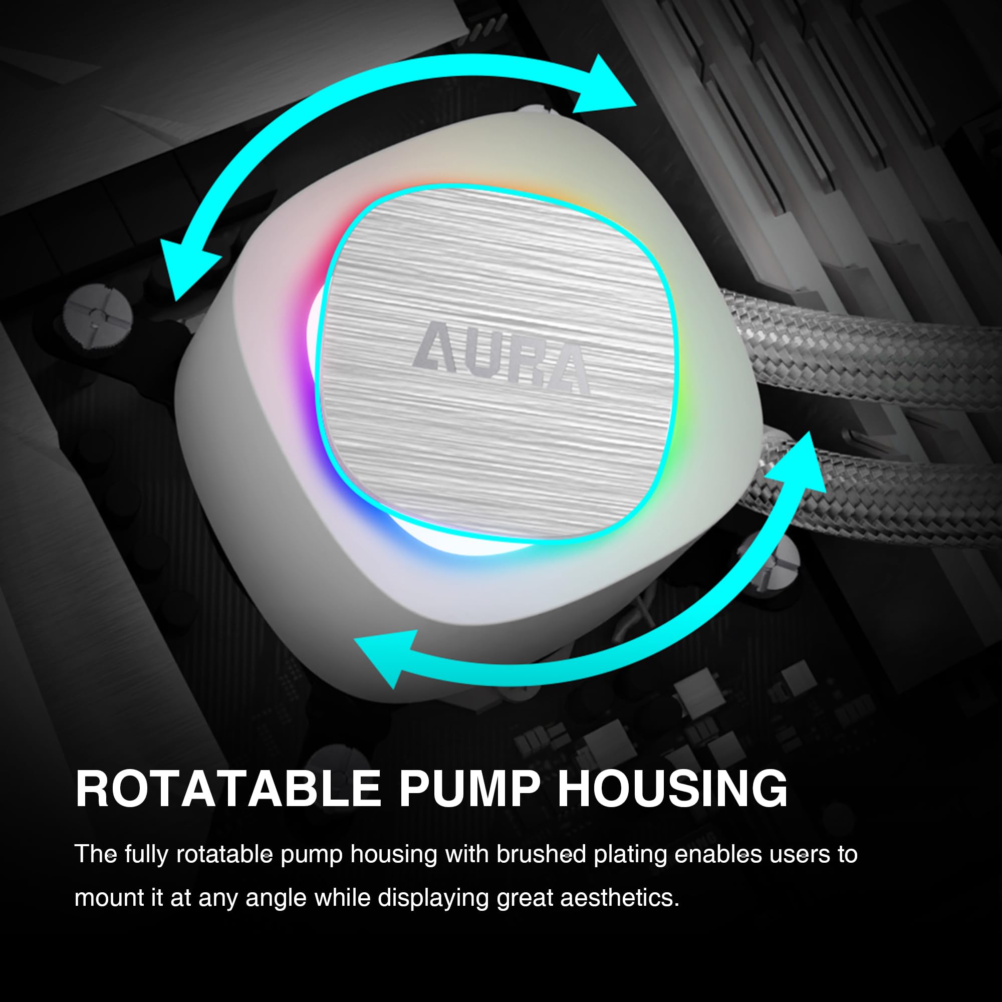 GAMDIAS AURA GL240 V2 AIO, 240mm CPU Liquid Cooler, Easy Cable Routing Design, Rotatable Performance Pump, 2 x 120mm Low-Noise PWM ARGB Fan w/ MB Sync, AMD AM5/AM4；Intel LGA 1851/1700/115x/1200, White