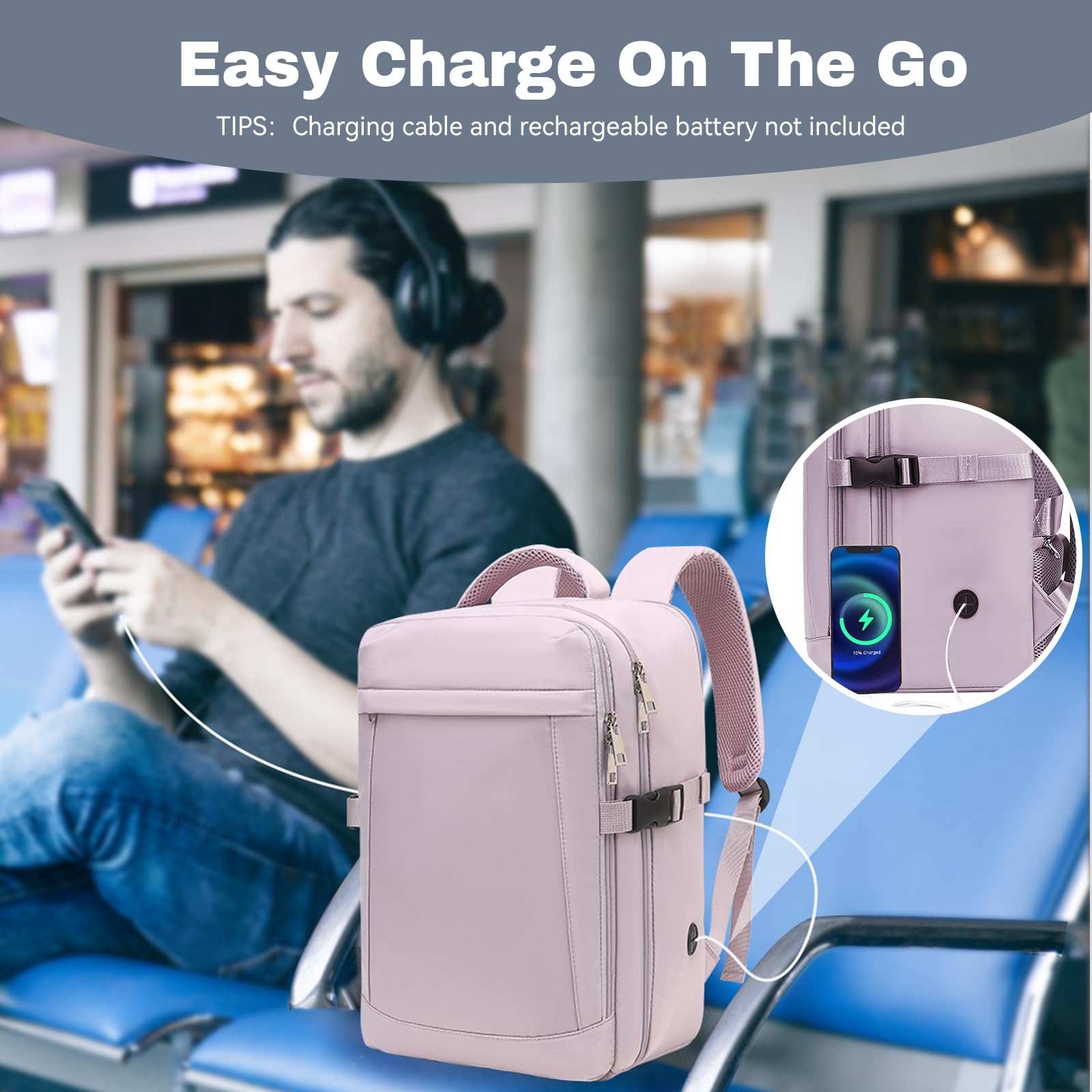 Xkdoai for Ryanair Cabin Bags 40x20x25, Travel Backpack Underseat Hand Luggage Carry-ons Airplanes Flight Bag Suitcases for Men Women