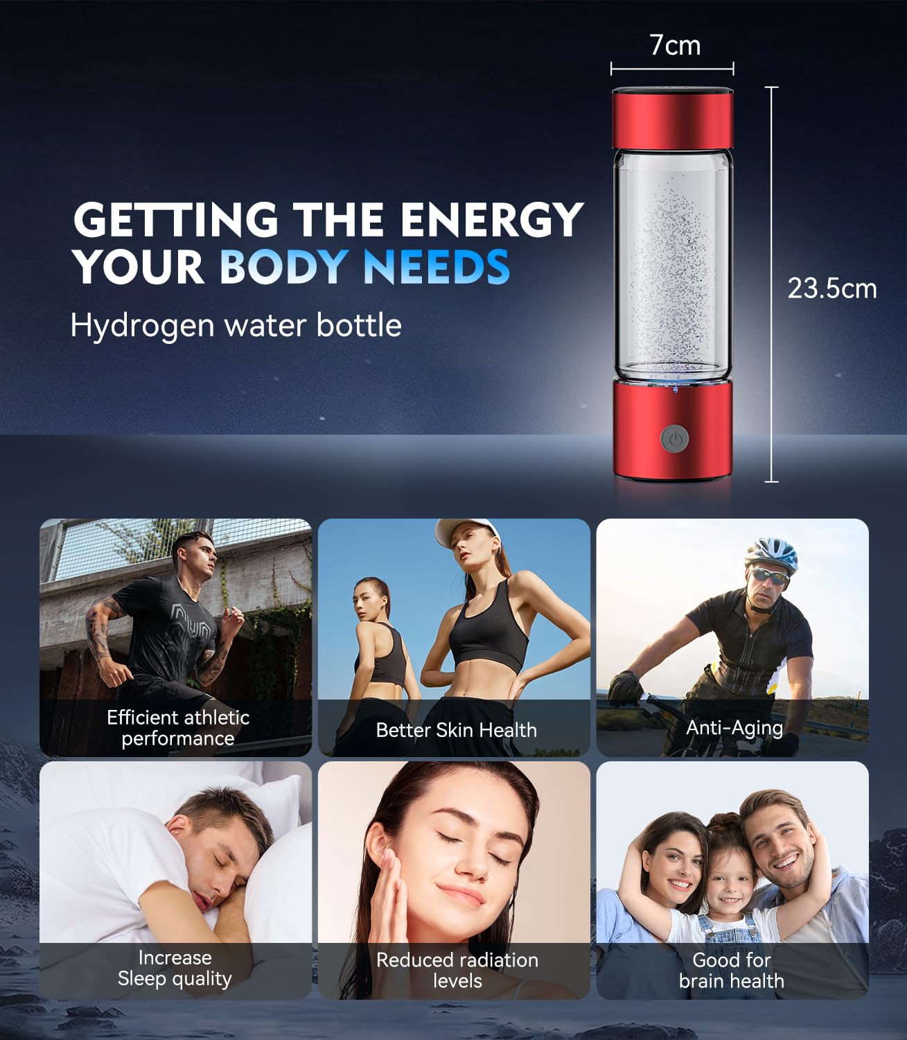 Upgrade 3-in-1 Hydrogen Water Bottle Generator - Industry TOP - 24-Hour Hydrogen Lock | 0 Chlorine & 0 Ozone | 100% Leak-Proof Seal, Hydrogen Water Bottle Generator