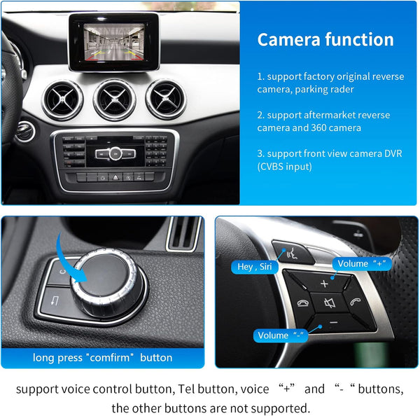 Road Top Wireless Carplay Retrofit Kit Decoder for Mercedes Benz A/B/C/GLK/GLA/GLC/GLS/ML/GL/SLK/E/G/V Class 2011-2015 Year with NTG4.5/4.7 System, Compatible with Apple Carplay & Android Auto