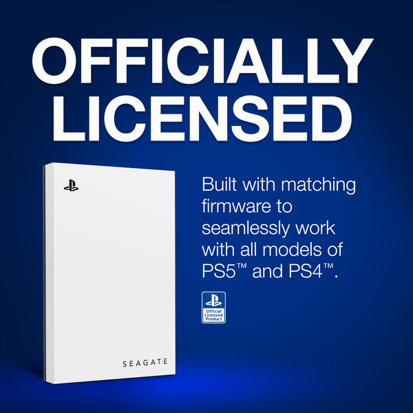 Seagate Game Drive for PS4/PS5 5TB, External HDD, USB 3.0, Officially Licensed, Blue LED, incl 2 weeks Playstation+ (STLV5000202)