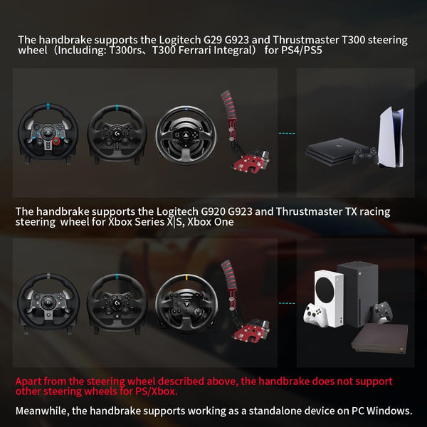 HCXLELD Sim Racing Handbrake, G29 G923 T300 Racing Wheel Compatible with PS4/PS5, G920 G923 TX Racing Wheel Compatible with XBOX Series X/S, All Racing Wheels for Windows, with Clamp