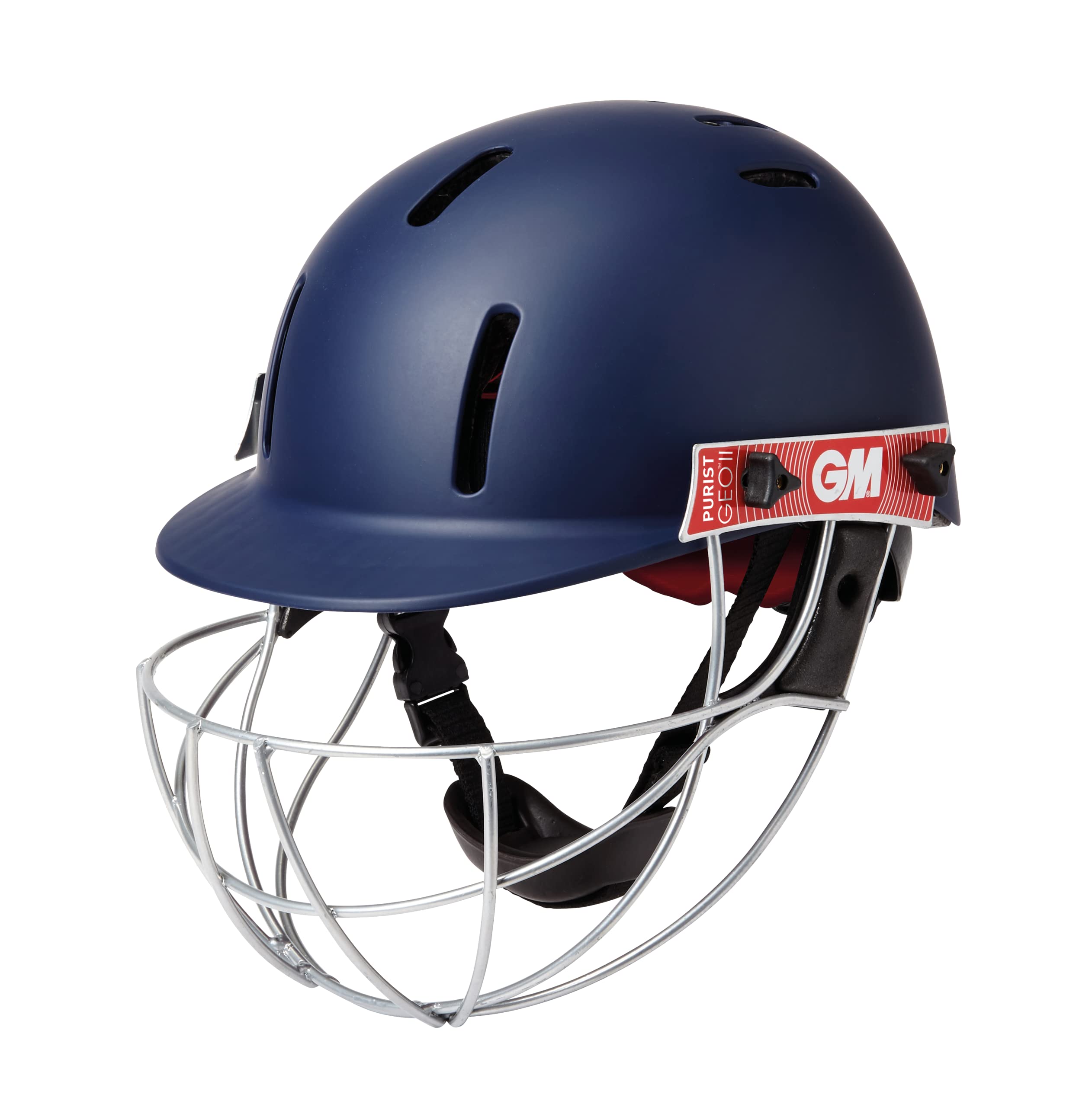 Gunn & Moore GM Purist GEO II Cricket Batting Helmet, BSI Approved, Geodesic Ultra-Strong Grille, Navy, Senior 540 - 590 mm