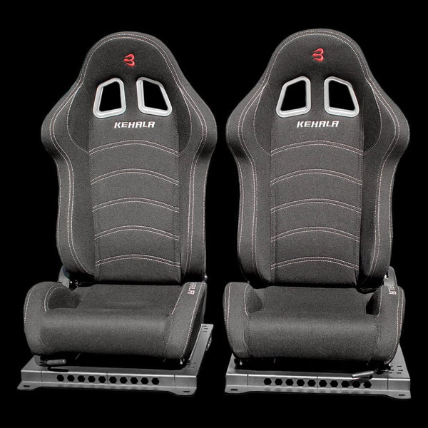 Set of Barbarian Reclining Bucket KEHALA Racing Seats for Focus Mk2 (All Models) Ford, Black Felt, Track, Race, Drift