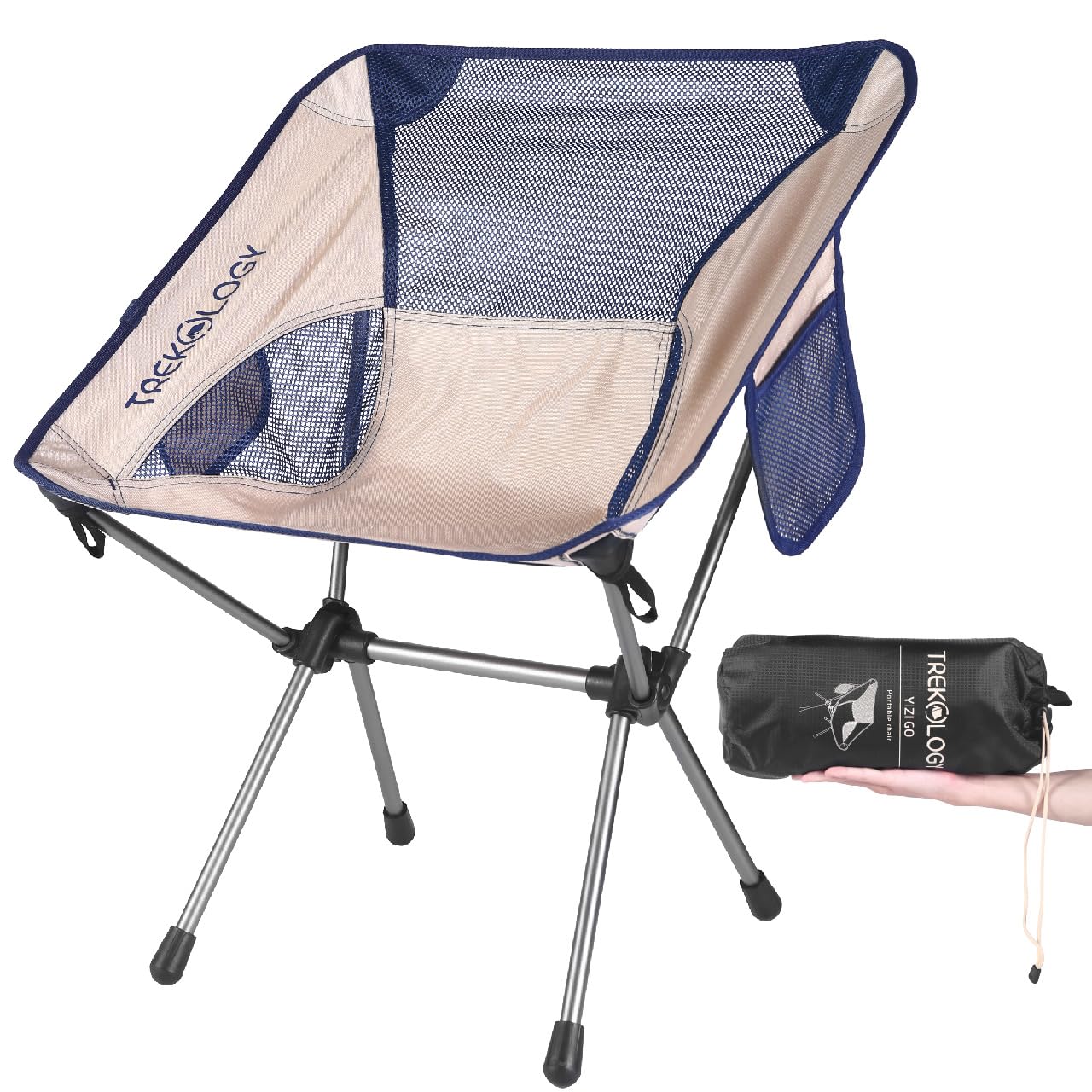 TREKOLOGY YIZI GO Camping Chair – Compact, Foldable, Lightweight 0.9 kg, 136 kg Capacity, Durable Aluminum, Quick Setup, Superior Support, Ideal for Backpacking, Beach, and Outdoor Adventures (Blue)