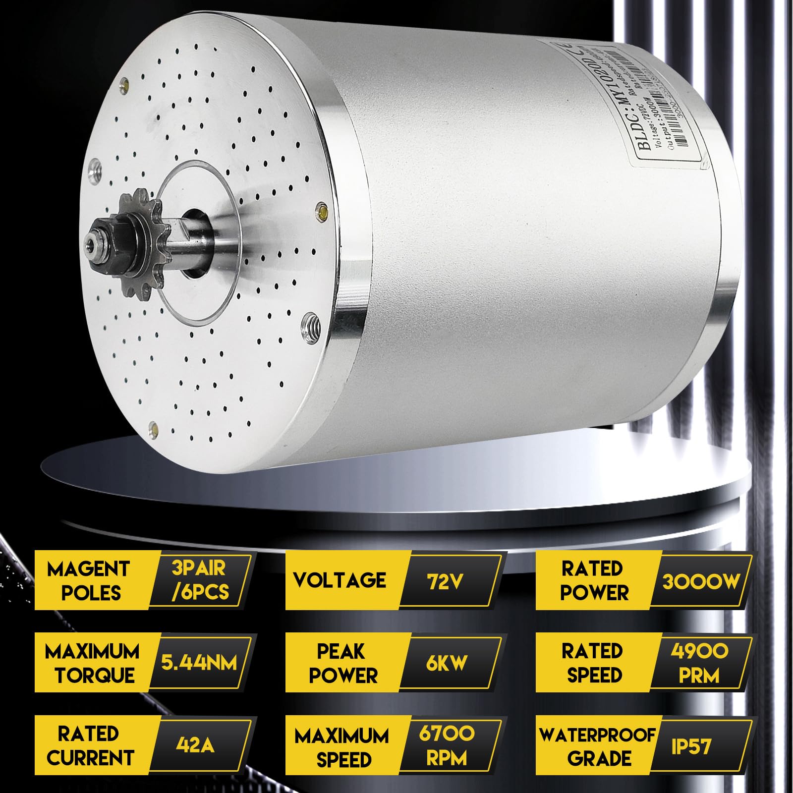 Kunray 48V 2000W Electric Go Kart Motor 4300RPM Electric Motor Kit High Speed Brushless DC Motor with 3 Speed Twist Throttle, Electric Dirt Bike Motor, for Scooter Motorcycle DIY Part (No Bracket)