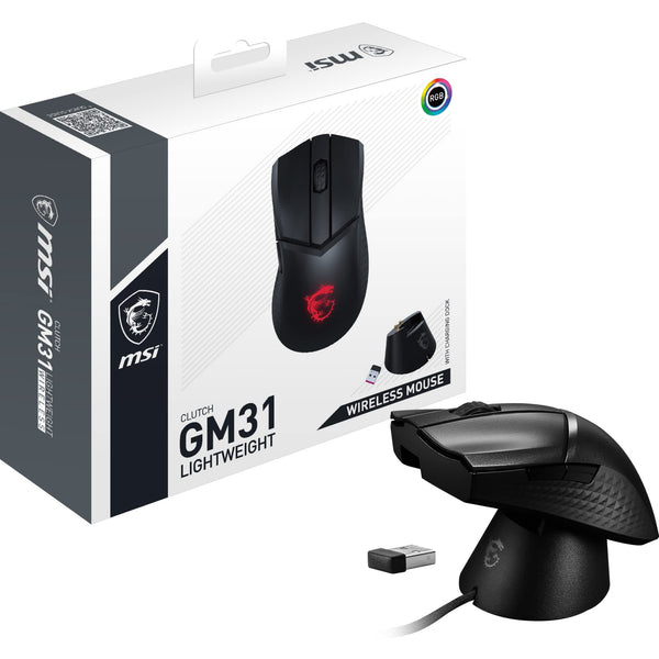 MSI CLUTCH GM51 LIGHTWEIGHT Gaming Mouse - 26000 DPI Optical Sensor, Elite 0.125ms Latency, 60M+ Click OMRON Switches, 6-Buttons, FriXionFree Cable, RGB Diamond LightGrips, 75g - Wired