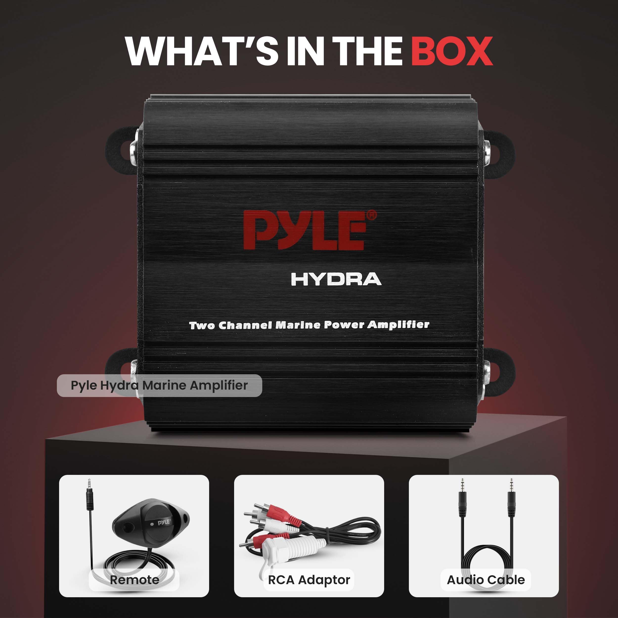 Pyle PLMRMP1B 400W 2 Channel Waterproof Micro Marine Amplifier