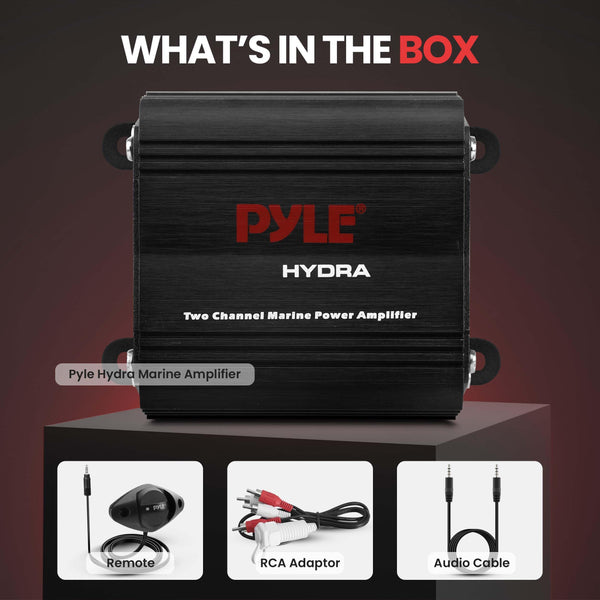 Pyle PLMRMP1B 400W 2 Channel Waterproof Micro Marine Amplifier