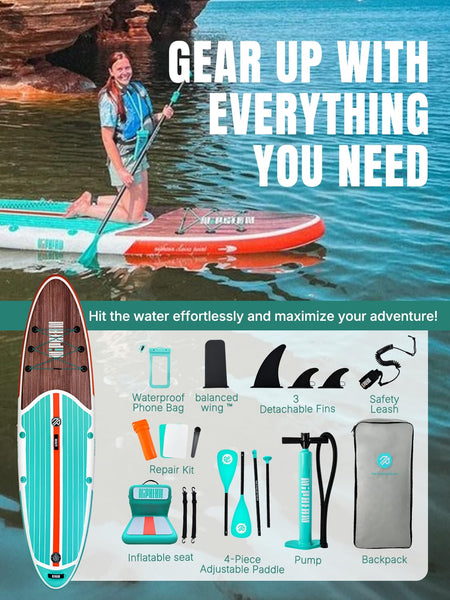 Niphean Inflatable Paddle Boards for Adults with All Accessories, 320cm Stand Up Paddle Board for All Skill Levels, SUP with 200kg Weight Capacity for 2 People, Inflatable Paddleboard with Seat