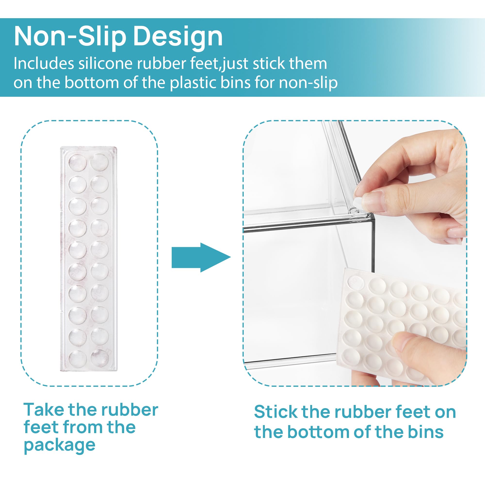 Vtopmart 4 pack Clear Stackable Storage Drawer, 4.4 Inch Tall Acrylic Bathroom Makeup Organiser, Plastic Storage box for Vanity, Under Sink, Kitchen Cupboard, Pantry, Home Organization