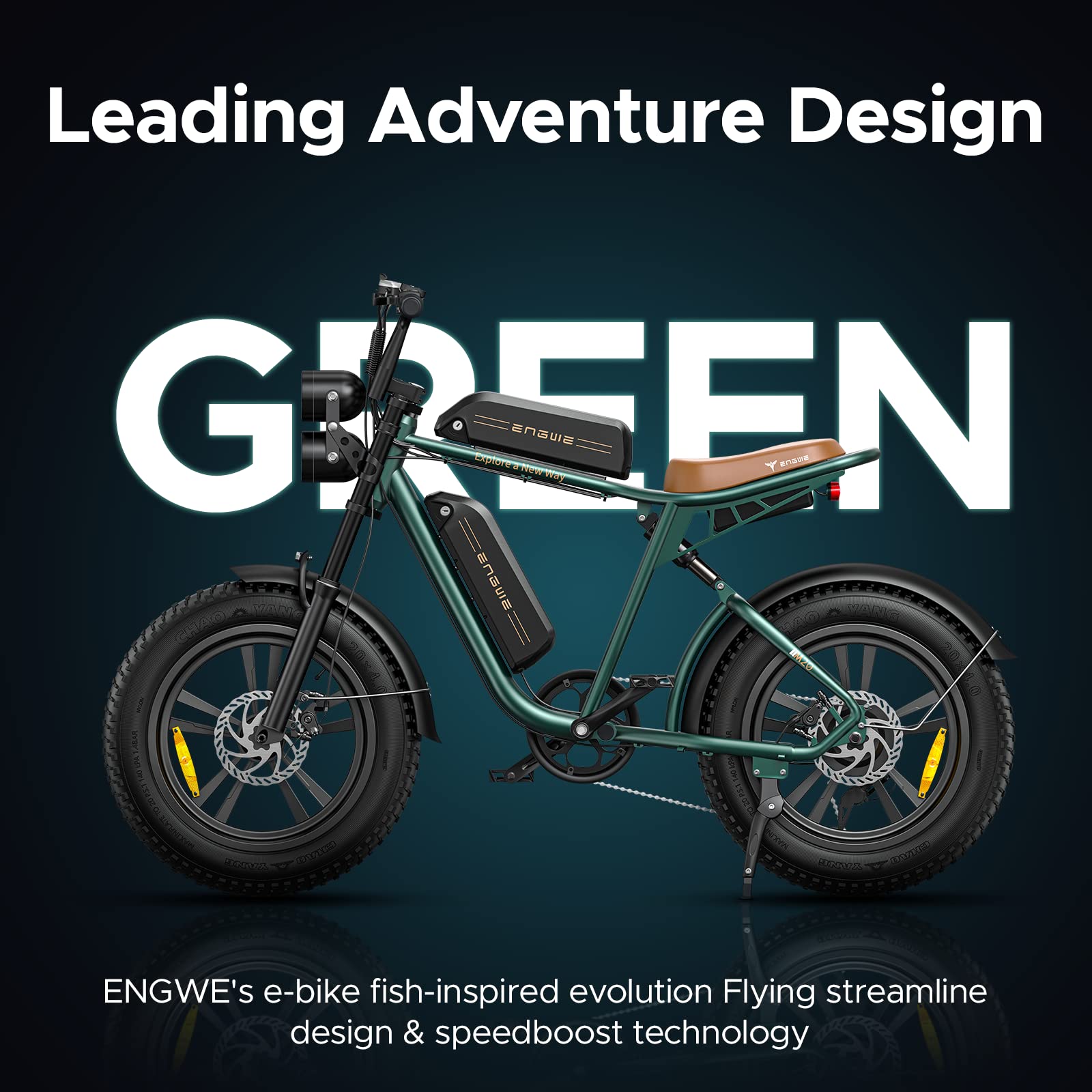 ENGWE M20 Electric Bike for Man, Mountain E-bike with 20"×4.0" Fat Tire, 48V 13AH Detachable Battery,All -Terrain Bike with Shimano 7-Speed for Adults