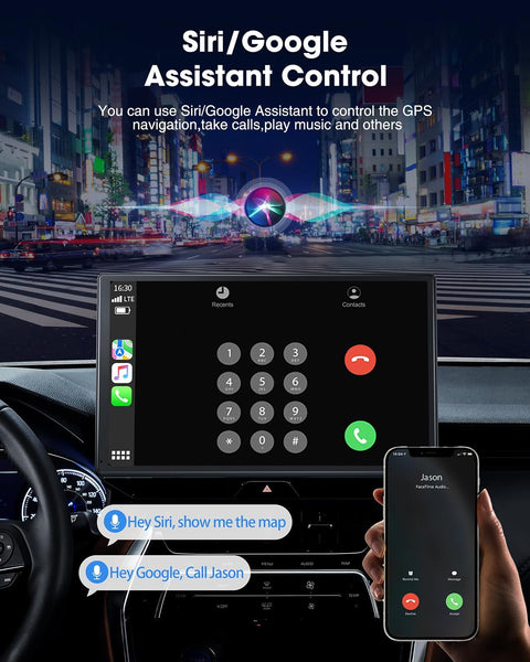 LAMTTO 9 Inch Wireless Car Stereo with Apple Carplay and Android Auto,Portable Touch Screen GPS Navigation for Car,Car Audio Receivers with Bluetooth,Airplay,AUX,Screen for All Vehicles