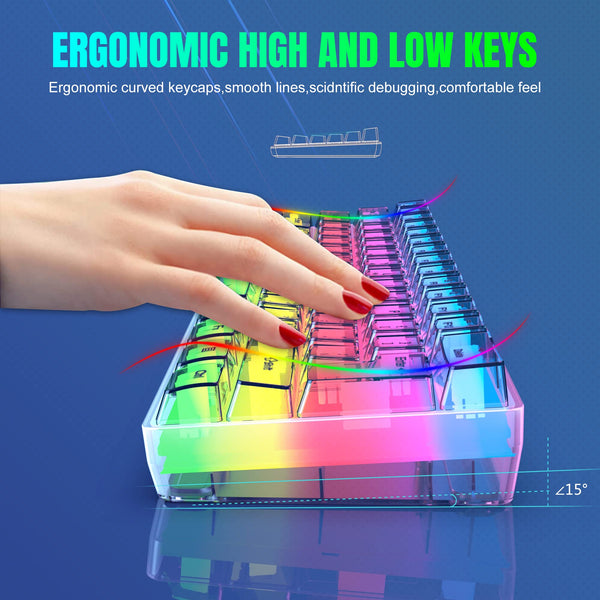 Snpurdiri 60% Wired Mechanical Gaming Keyboard, Mini 61-Key With Red Switches for PC, Windows XP, Win 7, Win 10 (Black-Red)