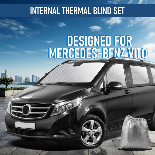 MaxAwe 8Pcs Internal Thermal Blind Set Fits for VW T5/T6 LWB, Luxury Sunshade Wrap Cover Kit, Window Front Screen Cover, Summer Uv Sun Blind & Winter Insulation Cover for VW Campervans & Motorhome