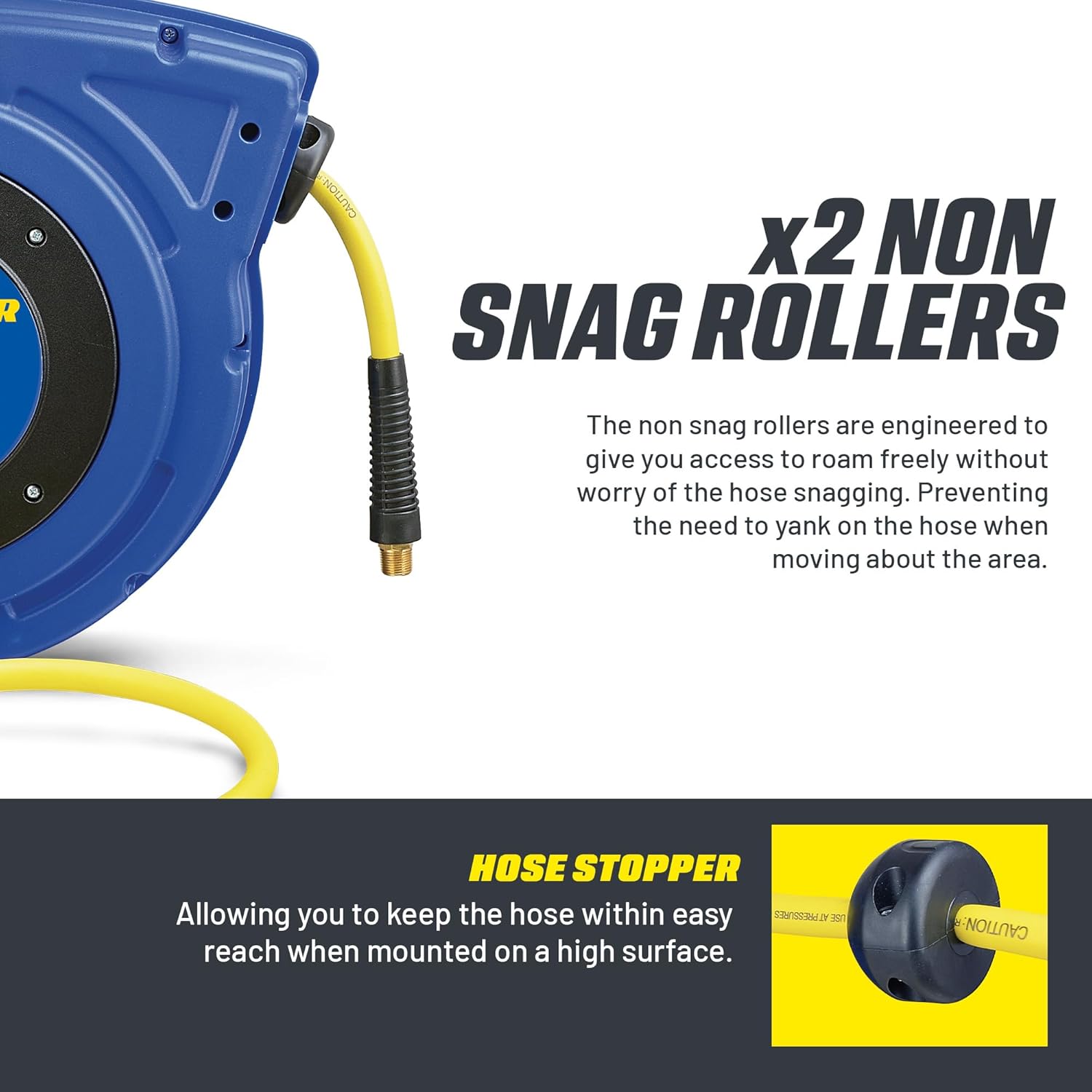 Goodyear Air Hose Reel Retractable 9.5mm x 15m Hybrid Polymer Hose Max 20BAR