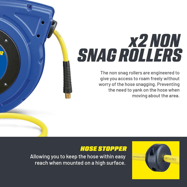 Goodyear Air Hose Reel Retractable 9.5mm x 15m Hybrid Polymer Hose Max 20BAR