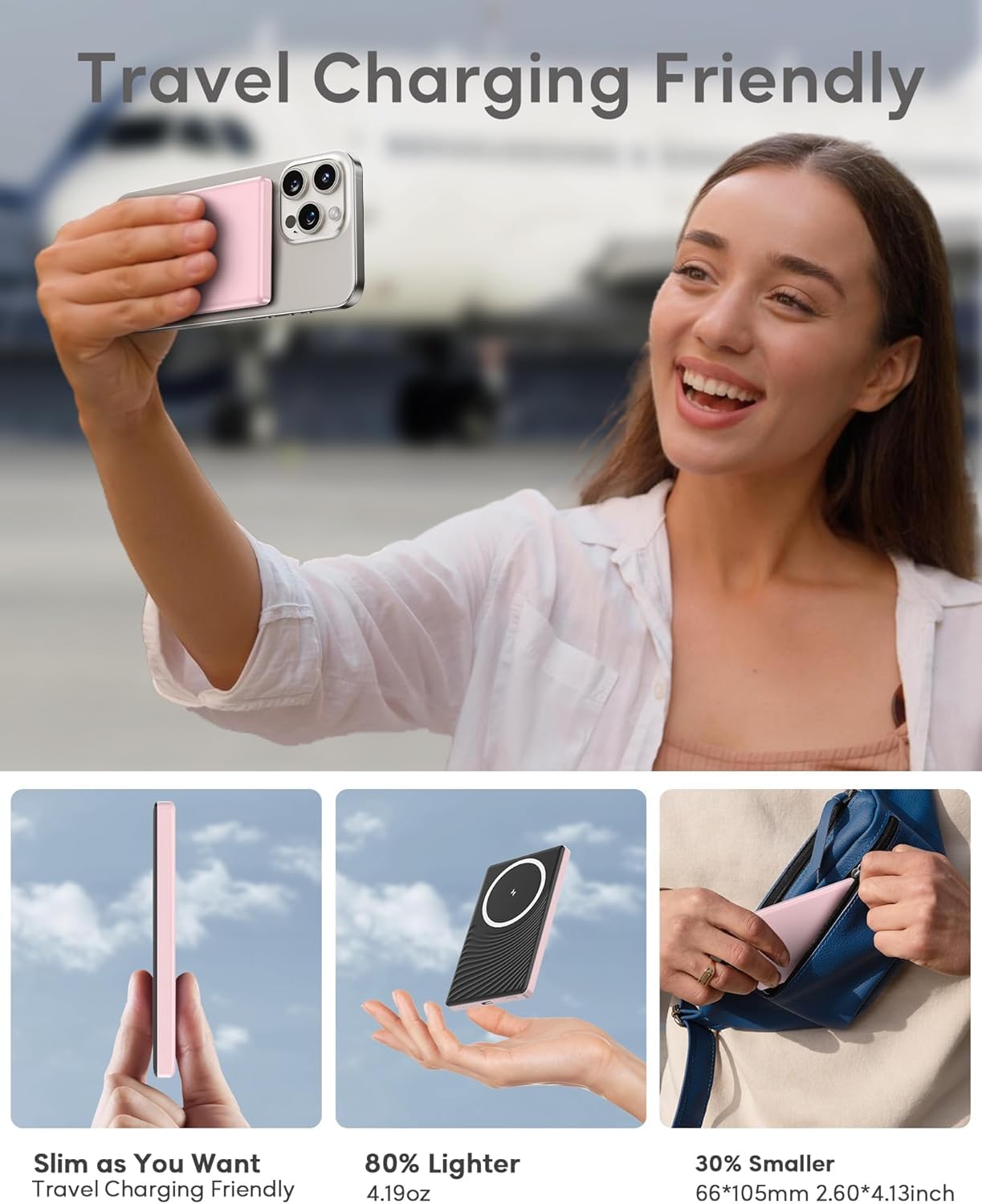 2025 Ultra Slim Power bank iPhone for Magsafe, 20W Super Fast Charging Powerbank Wireless Magnetic Portable Charger,USB C in&Out PD 3.0 Phone Battery Pack for i-Phone 16/15/14/13/12 Mini Plus Pro Max