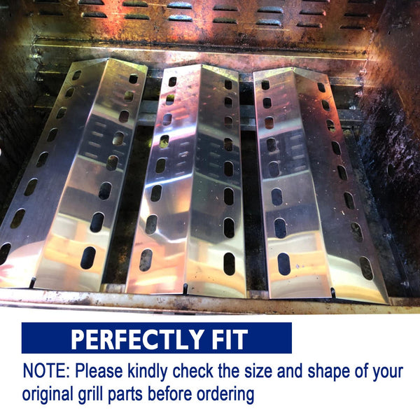 GriHero 4-Pack Stainless Steel Burner Cover for Weber, Charbroil, Kenmore, Outback Spectrum - 41 cm x 14 cm Flame Distributor BBQ Heat Plate Gas Grill