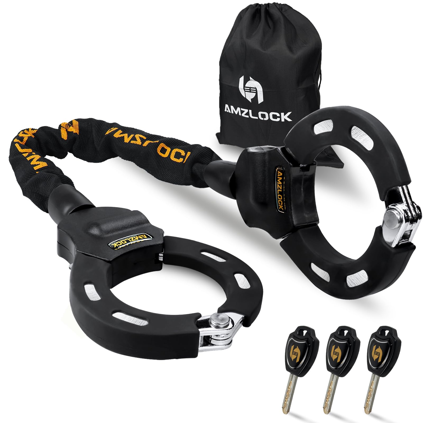 AMZLOCK Bike Lock, Electric Scooter Lock, Anti-Theft Device for Scooters/Electric Scooters/Bicycles/Motorcycles, High-Security HandcuffLock with Keys