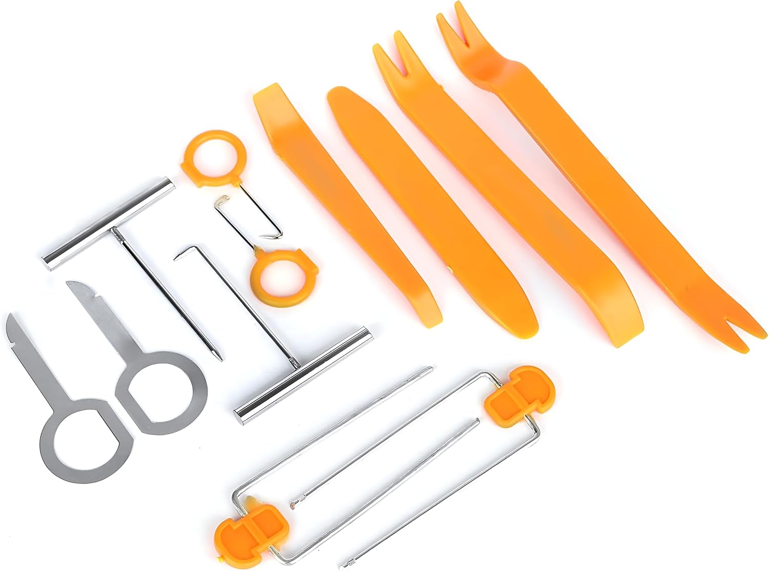 12 Pcs Auto Trim Removal Tool, Auto Door Clip Panel Trim Removal Tool Kits Stereo Radio Interior Light Repair Tool Kit for Car Radio Stereo Door Audio Panel Trim, Orange