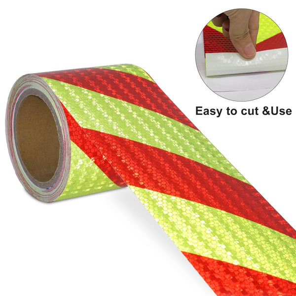 XFXIA Reflective Tape - Yellow & Black, 10cm x 20m, Waterproof, Self-Adhesive Warning Tape for Vehicles, Cars, Trailers, Outdoors