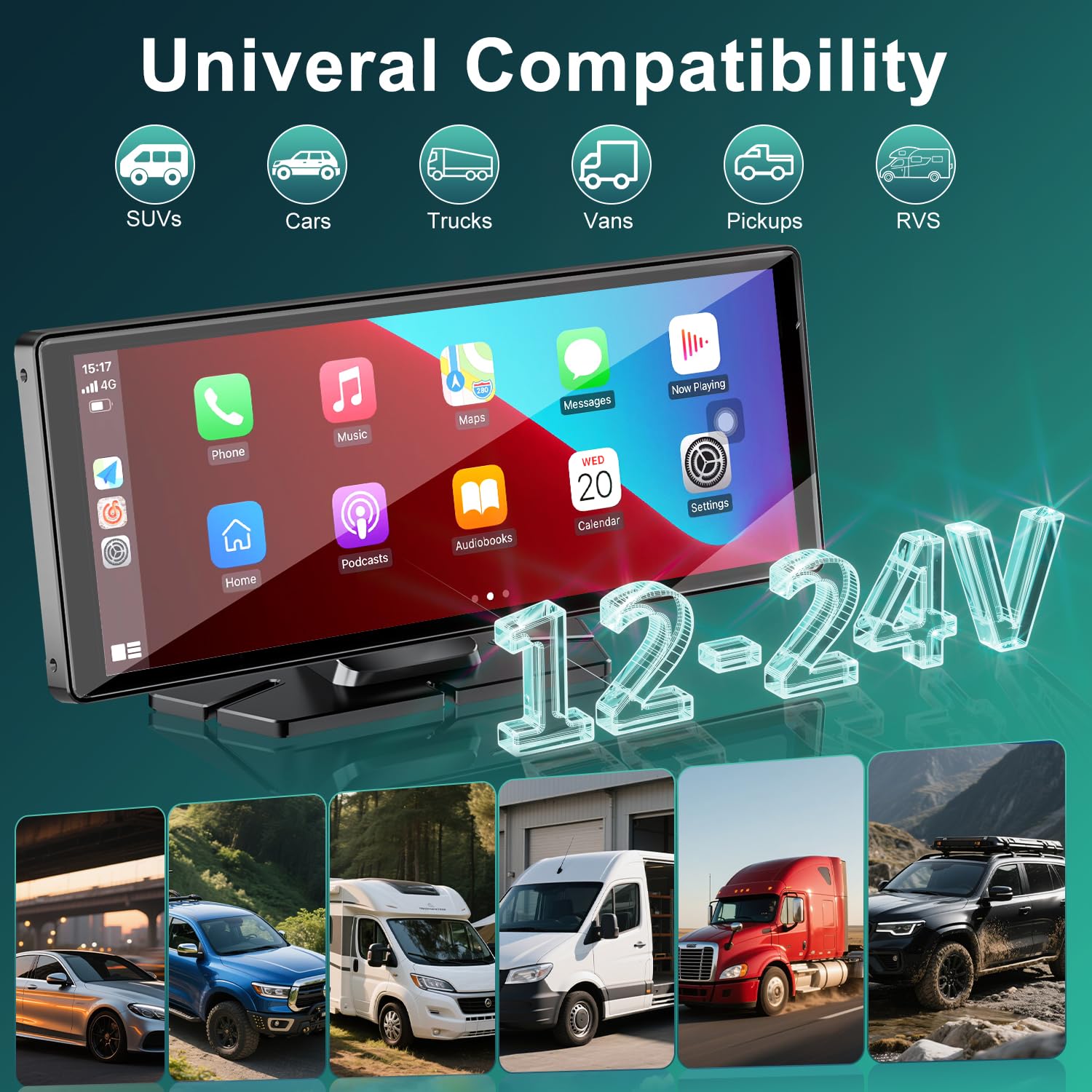 10.26" Wireless Car Stereo for Apple Carplay & Android Auto with 1080P Backup Camera, Touchscreen Car Play Screen with GPS Navigation & Voice Control, Mirror Link,Dual Bluetooth,FM Transmission,AUX