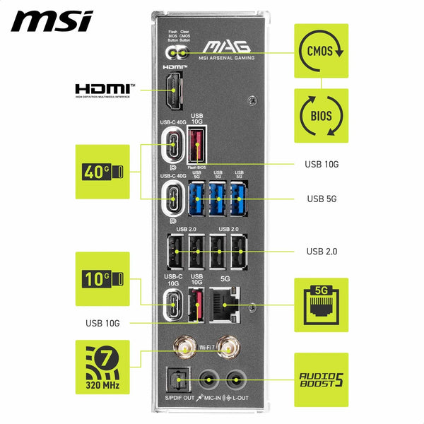 MSI X670E GAMING PLUS WIFI Motherboard, ATX - Supports AMD Ryzen 9000 / 8000 / 7000 Series Processors, AM5 - 80A SPS VRM, DDR5 Memory Boost 7800+ MHz/OC, PCIe 5.0 x16, M.2 Gen5, Wi-Fi 6E