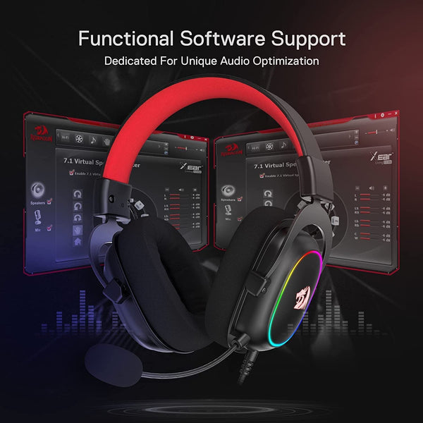 Redragon H510 Zeus Wired Gaming Headset - 7.1 Surround Sound - Memory Foam Ear Pads - 53MM Drivers - Detachable Microphone - Multi Platform Headphone - Works with PC/PS4 & Xbox One, Nintendo Switch