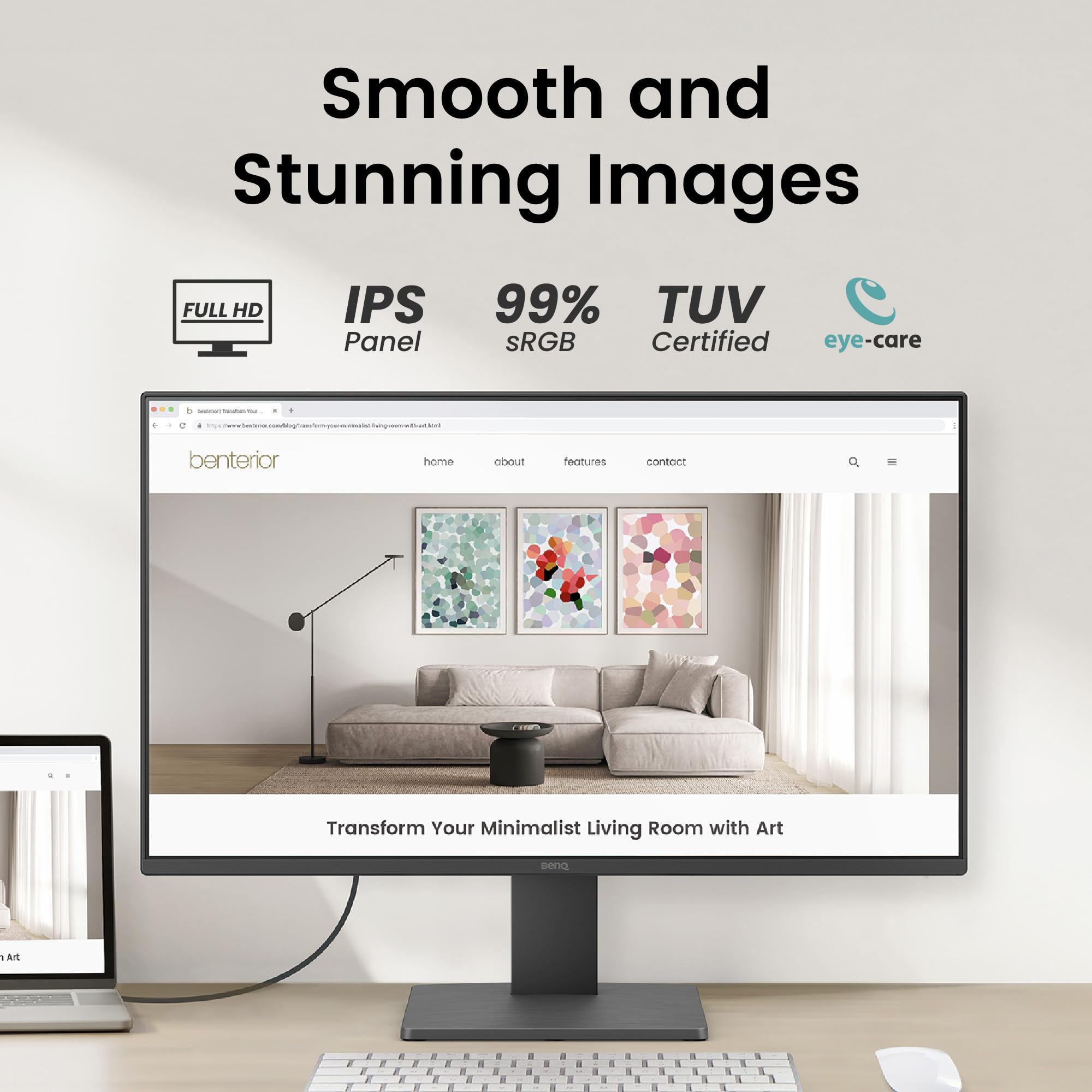 BenQ GW2790E 27 Inch Monitor, Gaming 100Hz, Full-HD, IPS, Eye-Care, HDMI, DP