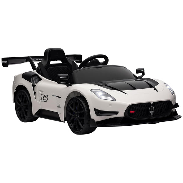 AIYAPLAY Maserati GT2 Licensed 12V Electric Car for Kids, Kids' Electric Ride on with Suspension System, Remote Control, USB, Music, Horn, Lights, Auxiliary Wheels, for Ages 3-5 Years, Grey