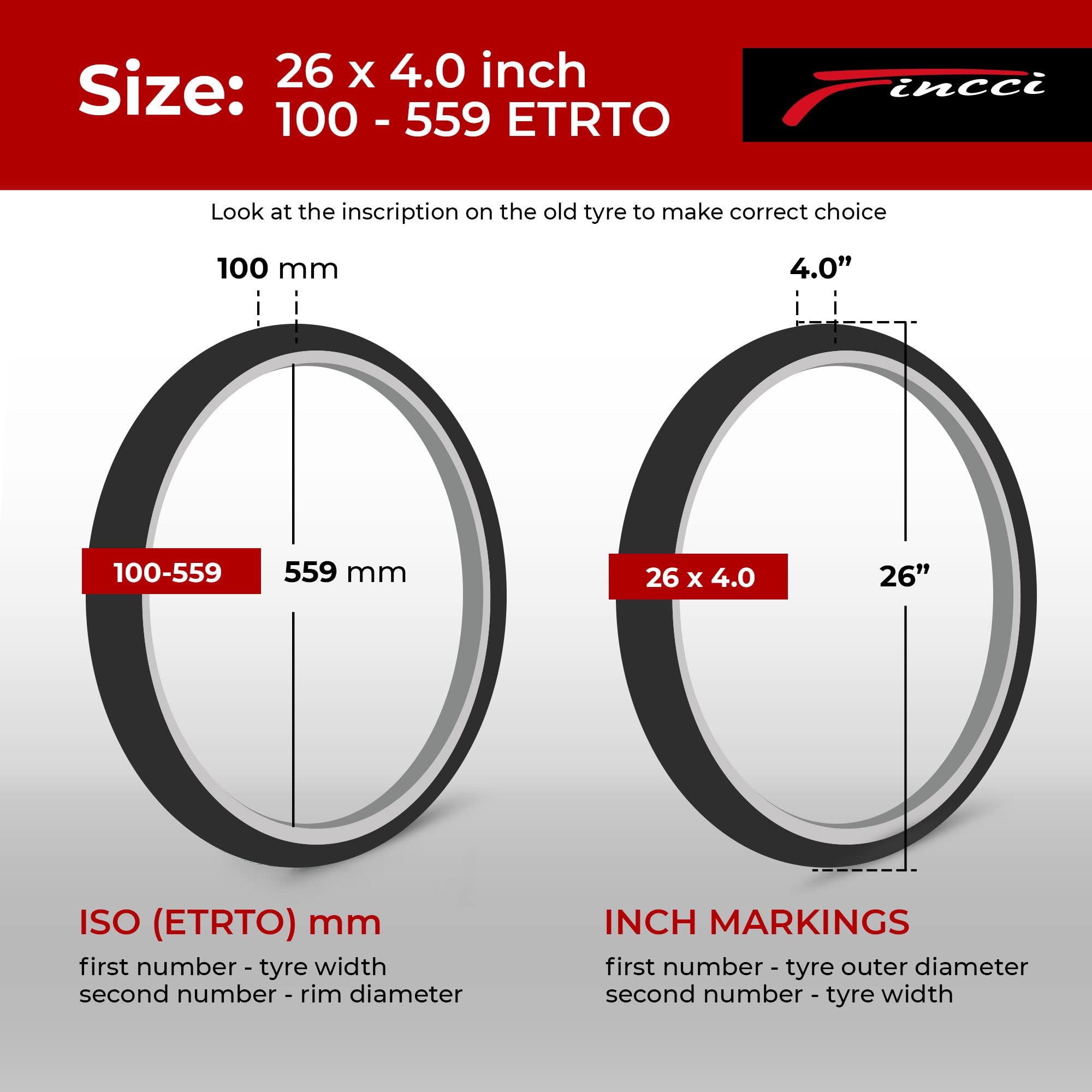 Fincci Fat Bike Tyres 26 x 4.0 Inch - Foldable Pair for Electric Bikes & Adult Mountain Bikes 100-559, Suitable for Off-Road, Dirt, Mud, Snow and