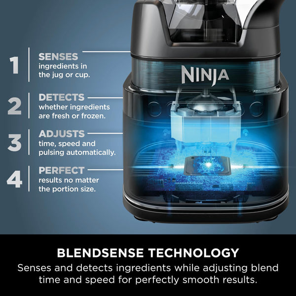 Ninja 2-in-1 Detect Power Blender Pro & Single Serve, 1200W Blender With Jug, & 2x Single Serve Cups, Blend Smoothies, Chop Vegetables & Mix Frozen Drinks, Black/Copper, TB301UKCP