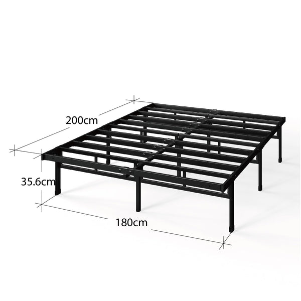 ZINUS Justin Double Bed frame - Bed 135x190 cm - 36cm Height - Metal bed frame with Underbed storage and steel slat support - Black