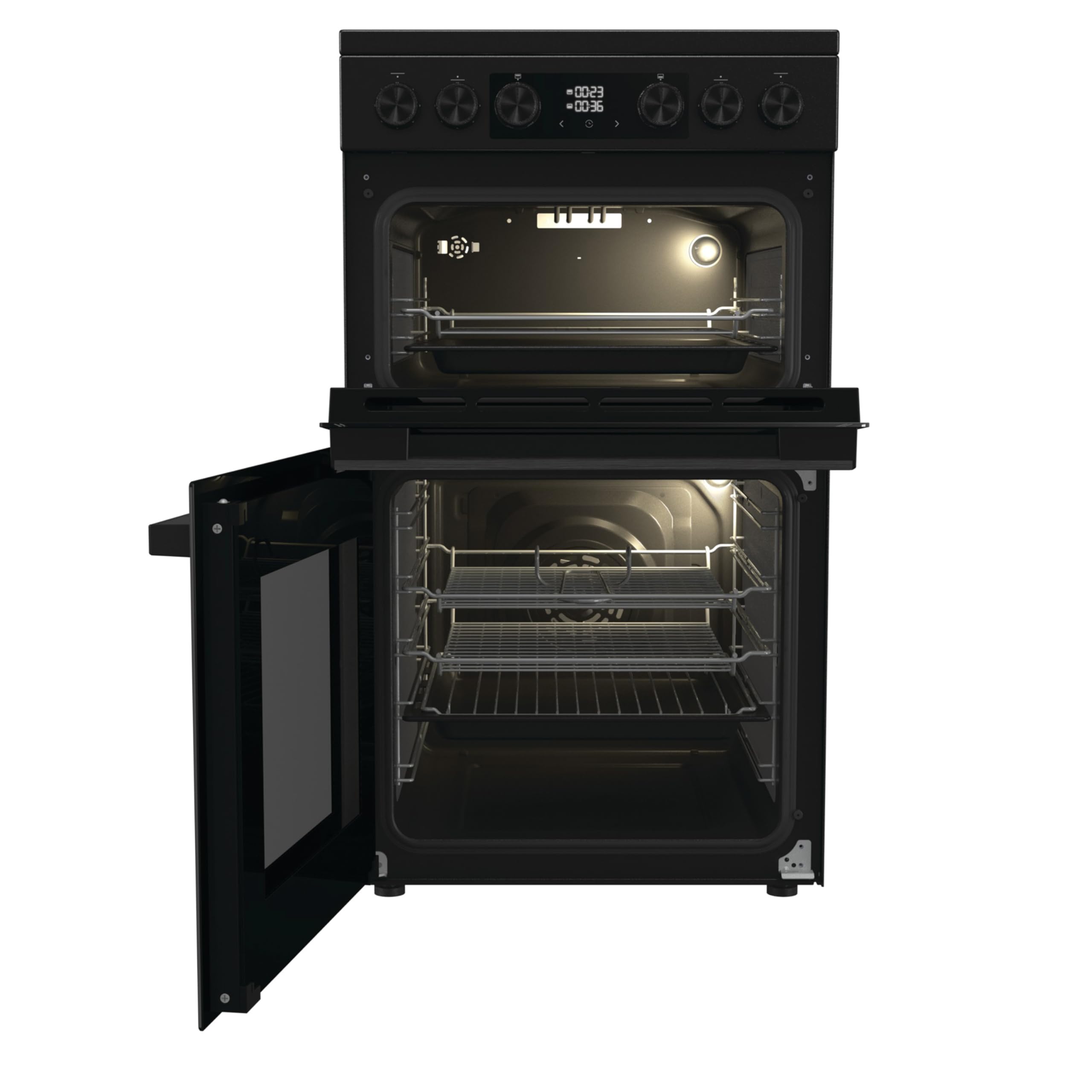 Hisense HDE3211BBUK 60cm Electric Cooker with Ceramic Hob-Black , A Rated Double Oven