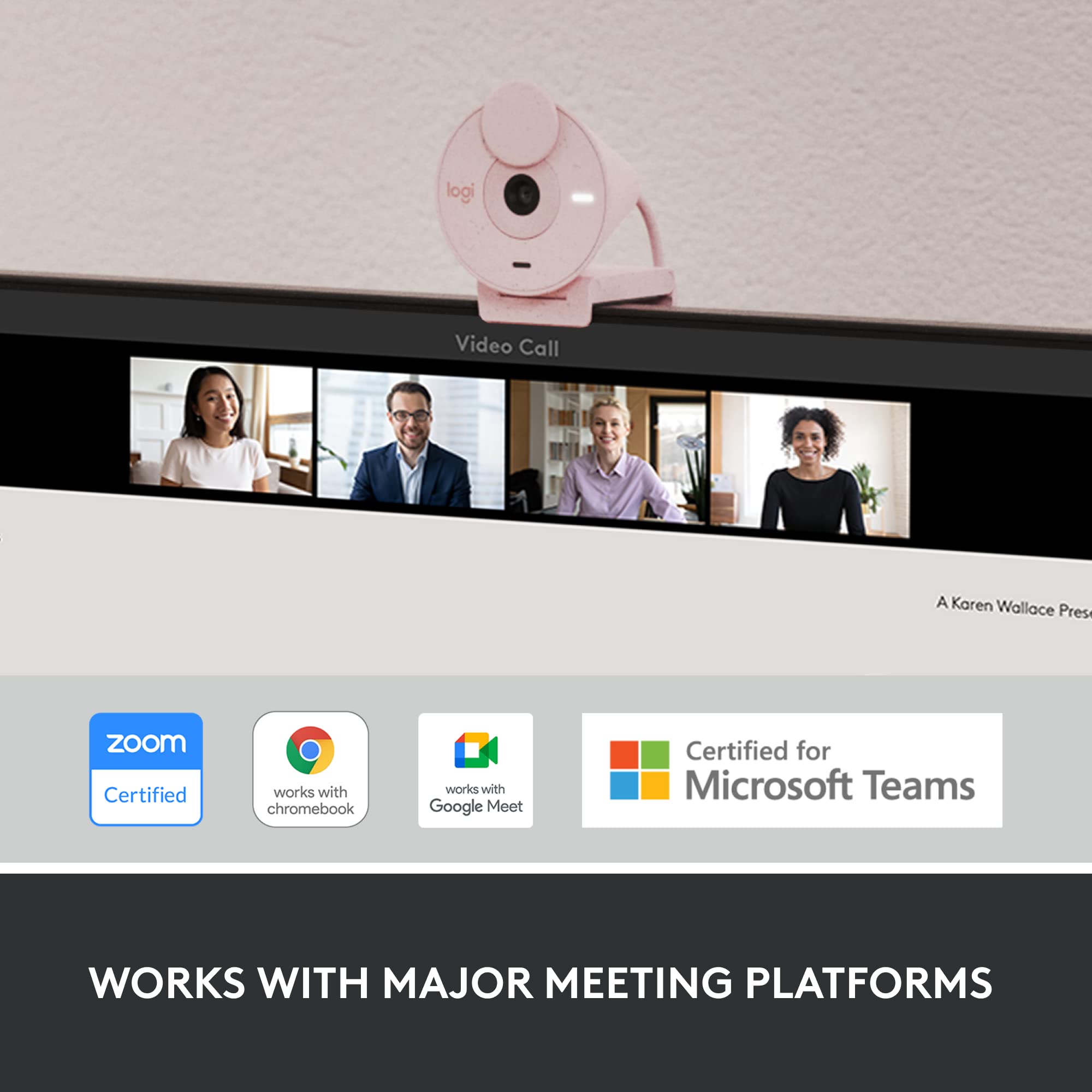 Logitech Brio 300 Full HD Webcam with Privacy Shutter, Noise Reduction Microphone, USB-C, Ceritified for Zoom, Microsoft Teams, Google Meet, Auto Light Correction, Streaming Webcam - White