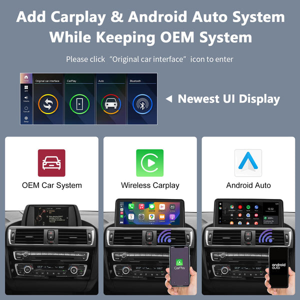 Road Top 12.3" Ultra-Narrow Touchscreen Wireless Carplay for BMW 1 & 2 Series F20/F21/F22 2013-2015 Year, Car Stereo Multimedia Radio Receiver, Support Wireless Android Auto, Mirrorlink