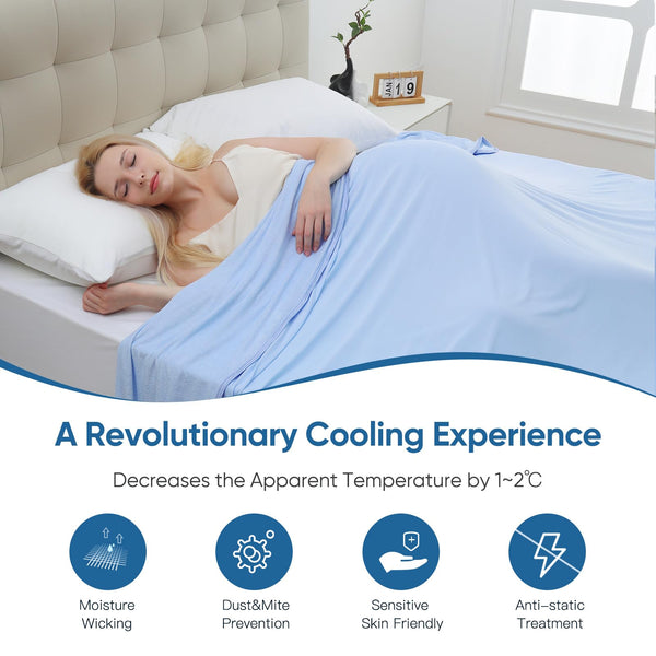 Marchpower Cooling Blanket, Bamboo Blankets 200x220cm Queen Size, Arc-chill Q-MAX>0.5 Cool Fiber Lightweight Summer Luxury Version Absorb Heat for