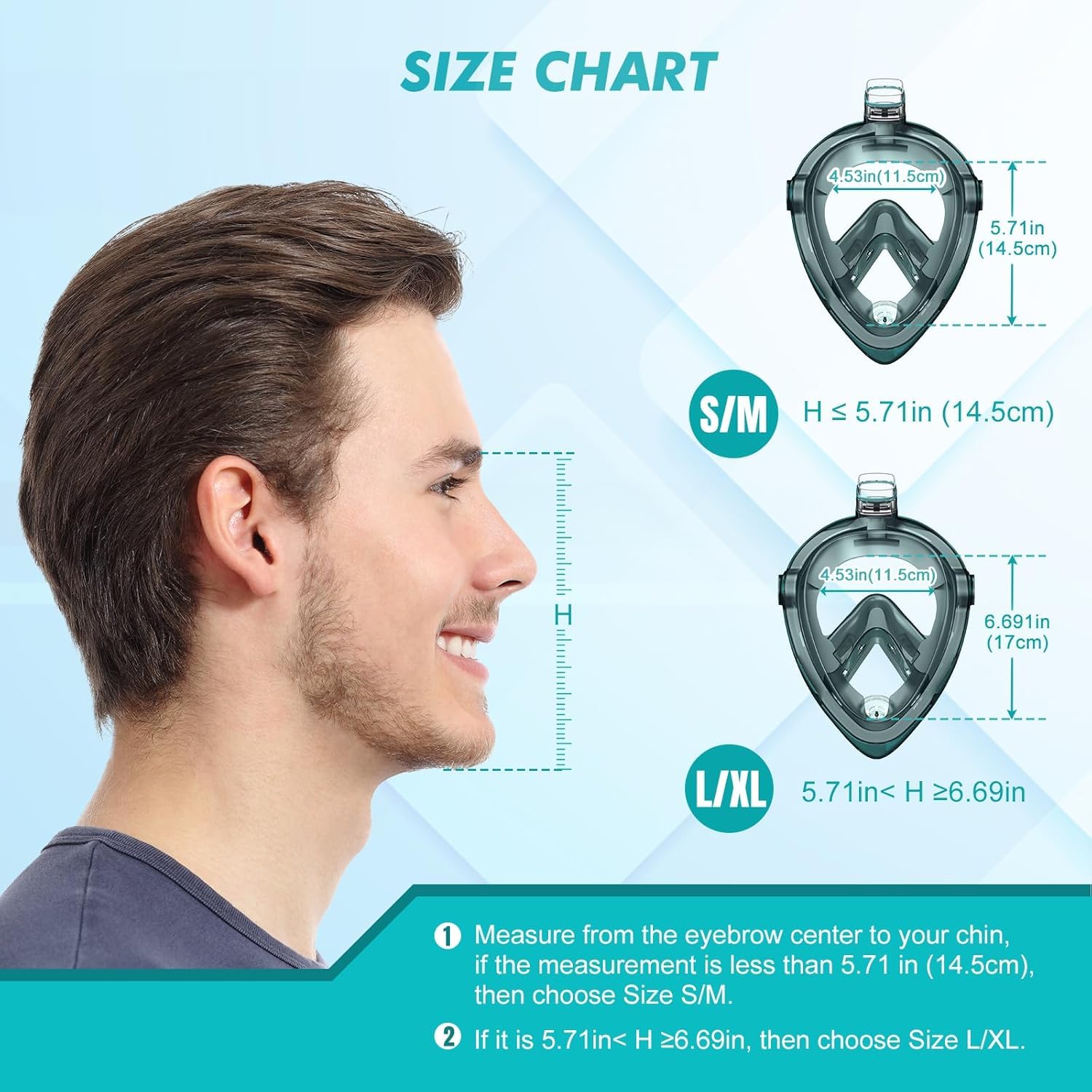 KUYOU Full Face Snorkel Mask, Snorkeling Gear for Adults Teens with Latest Dry Top Breathing System, Foldable 180°Panoramic View Snorkeling Mask Adult, Anti-Fog & Anti-Leak