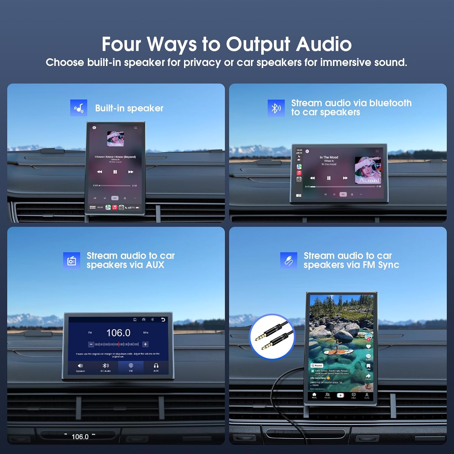 Avylet 7'' Wireless Car Stereo with Apple Carplay & Android Auto, Portrait & Landscape Screen, OTA, Magnetic Mount, Portable Car Stereo, GPS Navigation, Bluetooth/Voice Control/Mirror Link