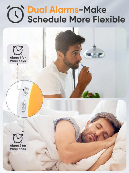 Wake-up Light, Sunrise/Sunset Alarm Clock, 9Min Snooze, Bedroom Night Lamp, 25 Soothing Sounds with 16 Volumes, Weekday/Weekend Dual Alarms, Child/Adult Alarm, Adjustable BT Party/Gathering Lamp