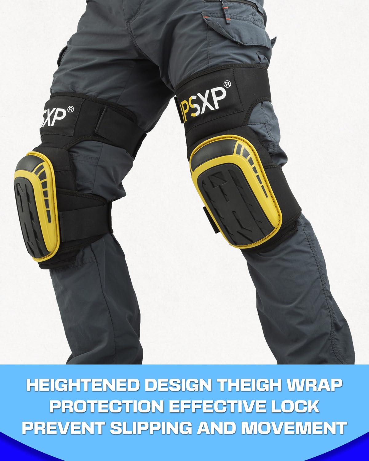 IPSXP Professional Knee Pads for Work,Gardening & Construction Knee Pads for Men and Women with Thick Double Gel Cushion, Strong Adjustable Non-Slip Straps,1 Pair