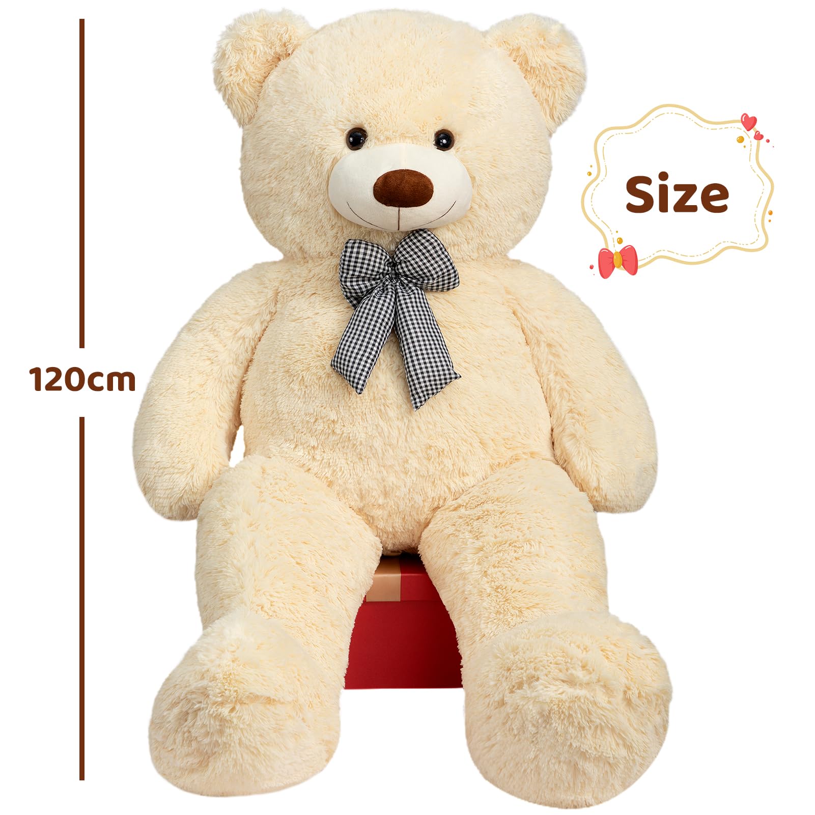 HollyHOME 150cm Giant Teddy Bear Stuffed Animal Large Soft Toys Plush Bear, Light Brown Age 3+