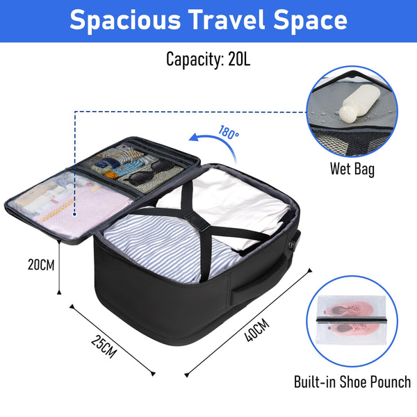 Taygeer Easyjet Cabin Bag 45x36x20 Underseat, Travel Backpack Women, Carry On Backpacks for Airplane, Luggage Rucksack for Plane, Hand Luggage Bag, Laptop Rucksack with Separate Shoe Pouch, Pink