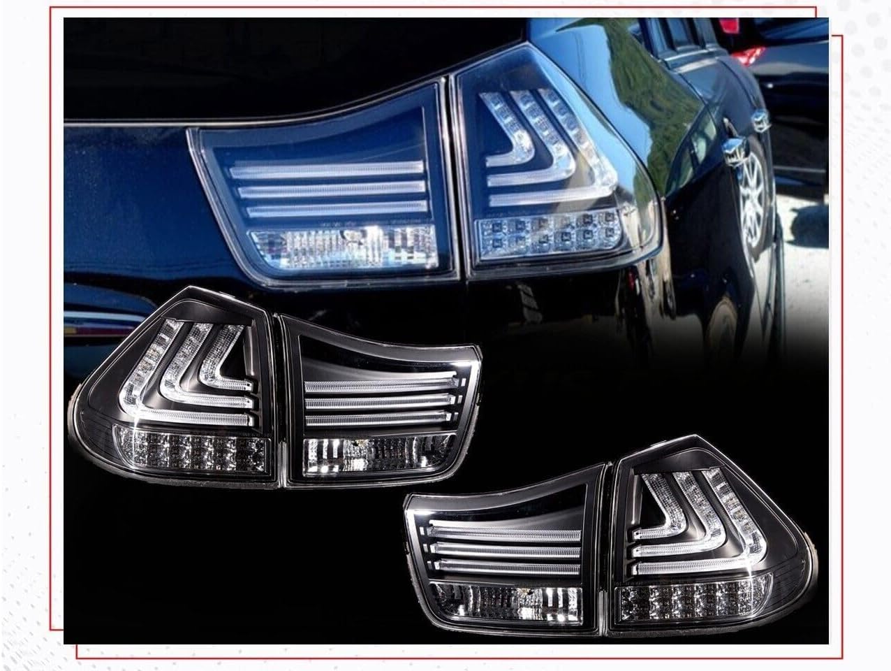 GAZOZ PERFORMANCE LED JDM BLack Tail Lights W/Sequential Lights compatible with 2004-2009 RX330 RX350