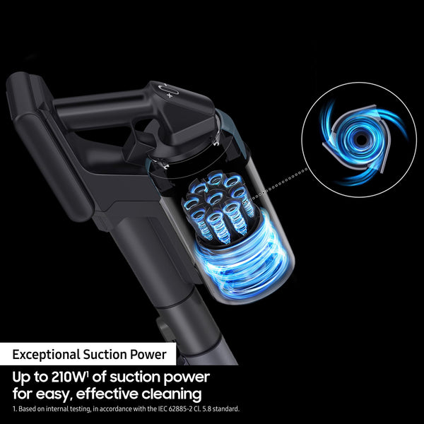 Samsung Jet 95 Pro 210W Cordless Stick Vacuum Cleaner with Pet Tool+ & spray spinning sweeper, Powerful cleaning, 60 mins Run time, Light weight design, VS20C9547TB/EU