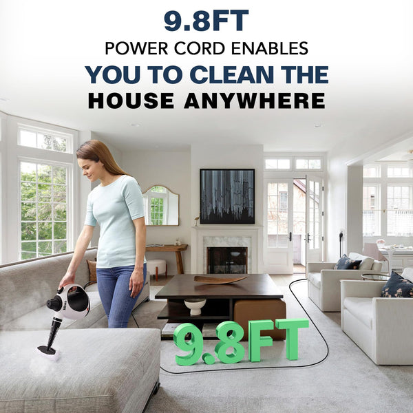 Klona Portable Steam Cleaner, Hand Held steamers for cleaning house, Home Multi Purpose - 10-Piece Accessory Kit for Sofa, Carpets, Upholstery