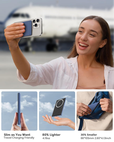 2025 Ultra Slim Power bank iPhone for Magsafe, 20W Super Fast Charging Powerbank Wireless Magnetic Portable Charger,USB C in&Out PD 3.0 Phone Battery Pack for i-Phone 16/15/14/13/12 Mini Plus Pro Max